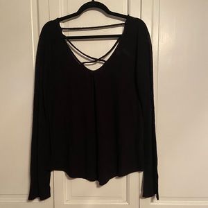 Black criss cross long sleeve top